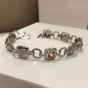 Sterling Silver Bracelet Pave/Champagne stone